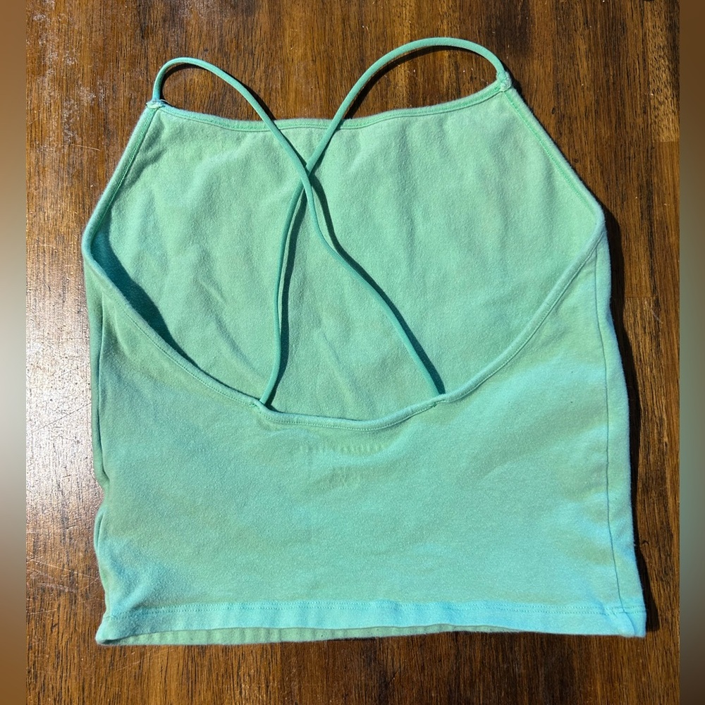 American Eagle Green Spaghetti Strap Cropped Cami - Picture 2 of 3